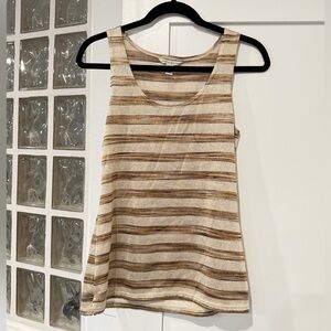 Banana Republic Striped Gold Shimmer, Beige, and Brown Tank Top